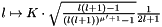 $l \mapsto K \cdot \sqrt{\frac{l(l+1)-1}{(l(l+1))^{\mu'+1}-1}}\frac{1}{2l+1}$