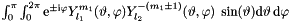 $\int_{0}^{\pi}\int_{0}^{2\pi} \mathrm{e}^{\pm\mathrm{i}\varphi} Y_{l_1}^{m_1}(\vartheta, \varphi) Y_{l_2}^{-(m_1\pm1)}(\vartheta, \varphi) \;\sin(\vartheta)\mathrm{d}\vartheta\,\mathrm{d}\varphi$