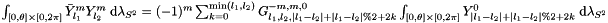 $\int_{[0,\theta]\times[0,2\pi]} \bar{Y}_{l_1}^{m} Y_{l_2}^{m} \;\mathrm{d}\lambda_{S^2} = (-1)^{m} \sum_{k=0}^{\min(l_1, l_2)} G_{l_1,l_2,|l_1-l_2|+|l_1-l_2|\%2+2k}^{-m,m,0} \int_{[0,\theta]\times[0,2\pi]} Y_{|l_1-l_2|+|l_1-l_2|\%2+2k}^{0} \;\mathrm{d}\lambda_{S^2}$