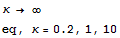 κ  ∞ RowBox[{eq, ,,  , RowBox[{κ, =, 0.2}], ,, 1, ,, 10}] 